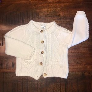 Girls Carter’s White Cable Knit Cardigan- sz 18mos